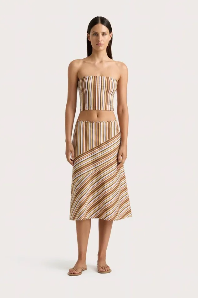 Faithfull The Brand Skirts and Shorts En Vau Skirt Terracotta Stripe 8211 Women