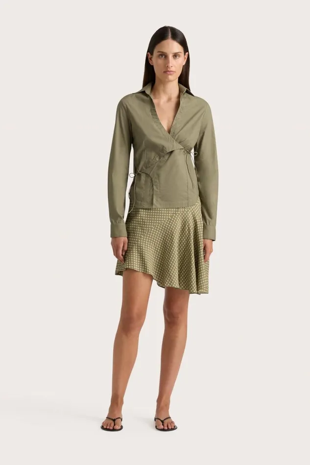 Faithfull The Brand Tops Baia Wrap Shirt Khaki 8211 Women