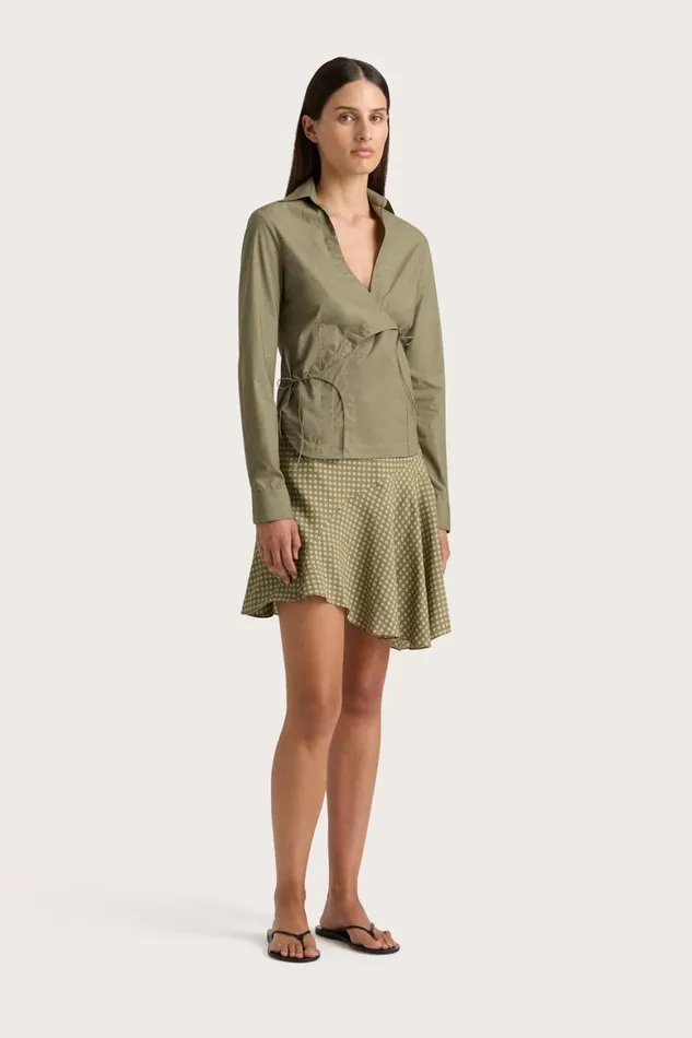 Faithfull The Brand Tops Baia Wrap Shirt Khaki 8211 Women Faithfull The Brand Tops Baia Wrap Shirt Khaki 8211 Women