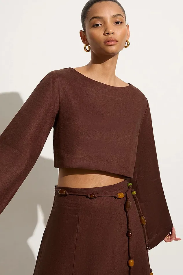 Faithfull The Brand Tops Menorca Top Tobacco 8211 Final Sale 8211 Women Faithfull The Brand Tops Menorca Top Tobacco 8211 Final Sale 8211 Women