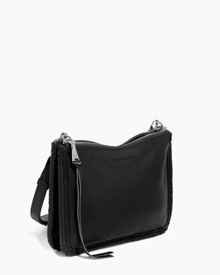 Famous Double Top Zip Crossbody Black With Silver Women Aimee Kestenberg Crossbody Bags