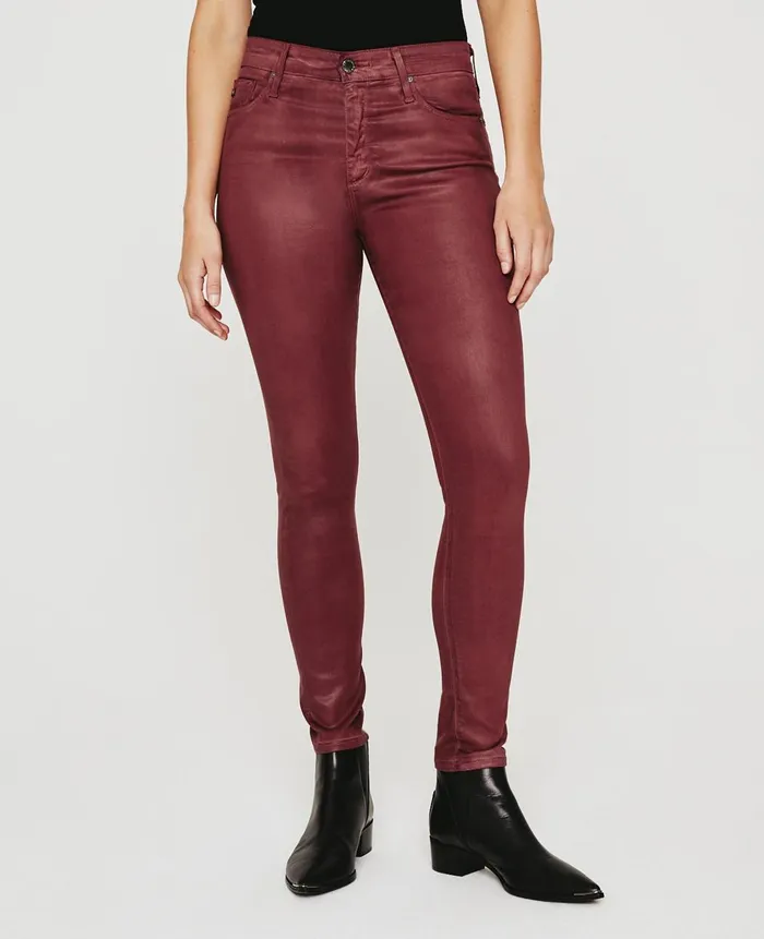 Farrah Skinny Ankle Leatherette Lt Dark Sangria Women AG Jeans Pants