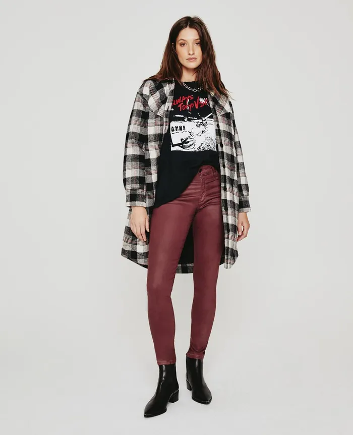 Farrah Skinny Ankle Leatherette Lt Dark Sangria Women AG Jeans Pants Farrah Skinny Ankle Leatherette Lt Dark Sangria Women AG Jeans Pants