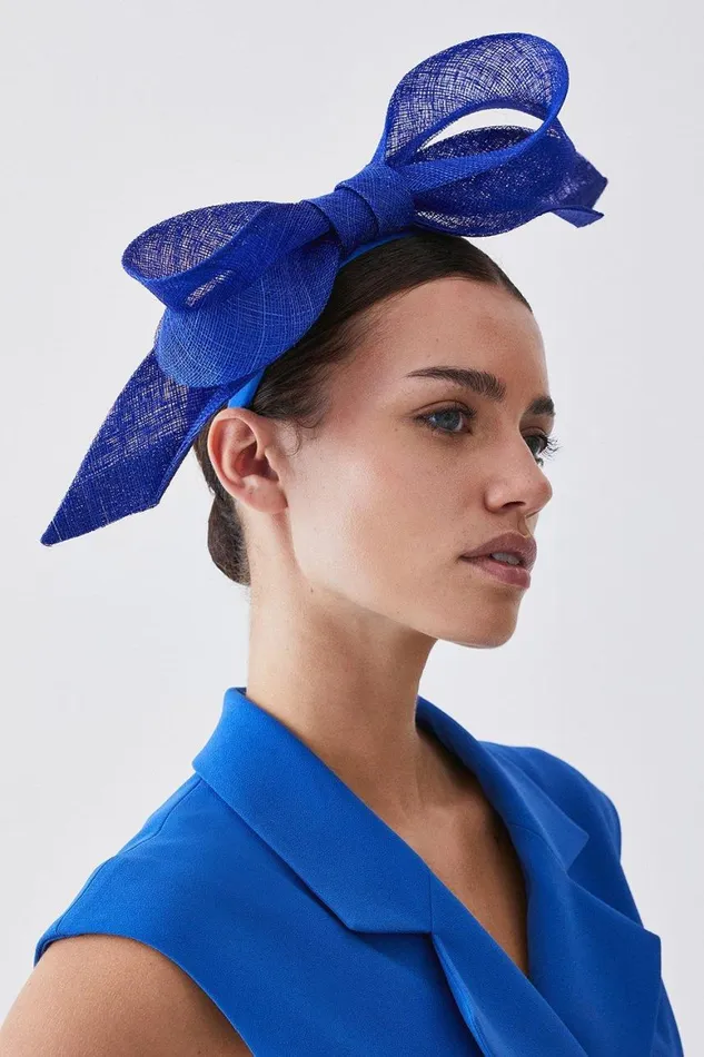 Fascinators Women Karen Millen Sinnamay Bow Headband Fascinator Cobalt