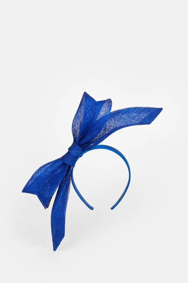 Fascinators Women Karen Millen Sinnamay Bow Headband Fascinator Cobalt