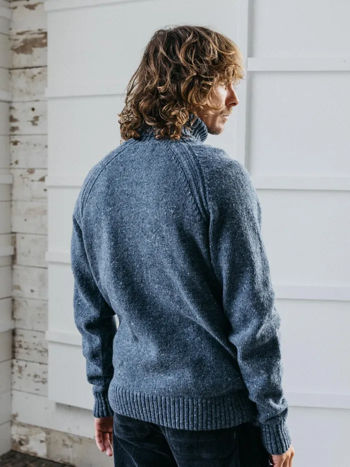 Finisterre Knitwear Men Furlong Roll Neck Sweater Indigo