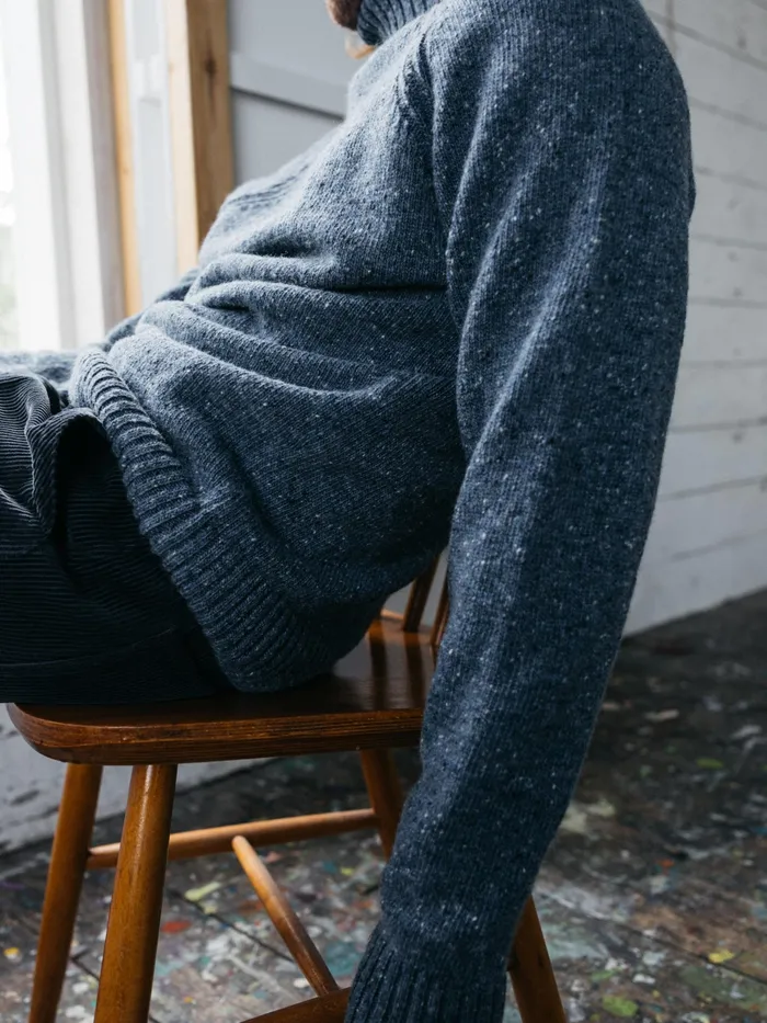 Finisterre Knitwear Men Furlong Roll Neck Sweater Indigo