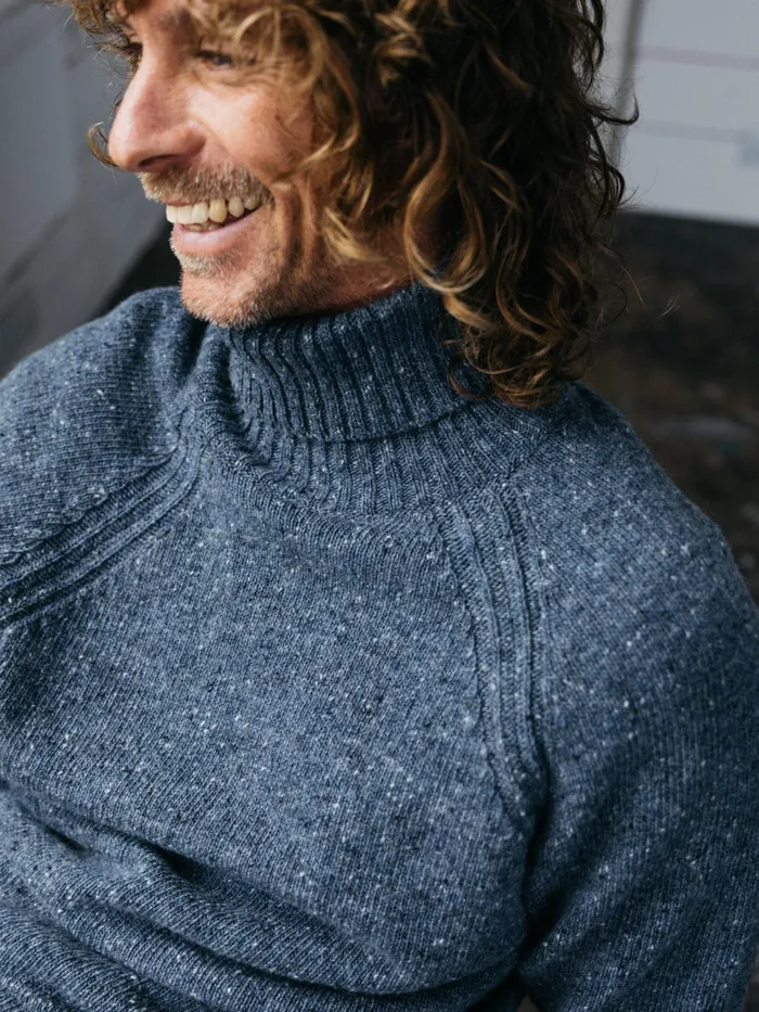 Finisterre Knitwear Men Furlong Roll Neck Sweater Indigo