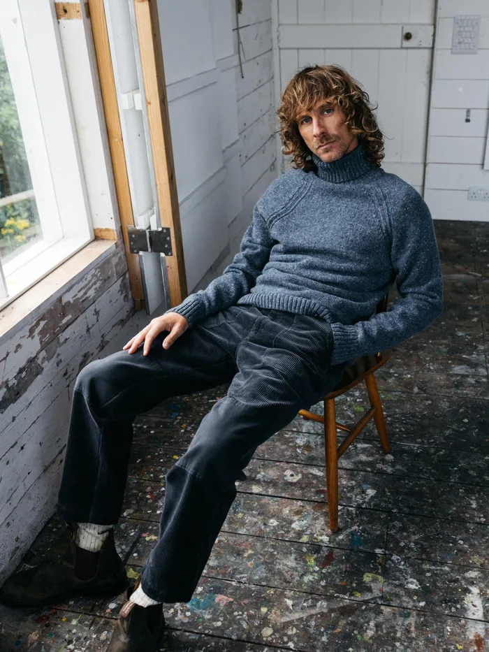 Finisterre Knitwear Men Furlong Roll Neck Sweater Indigo
