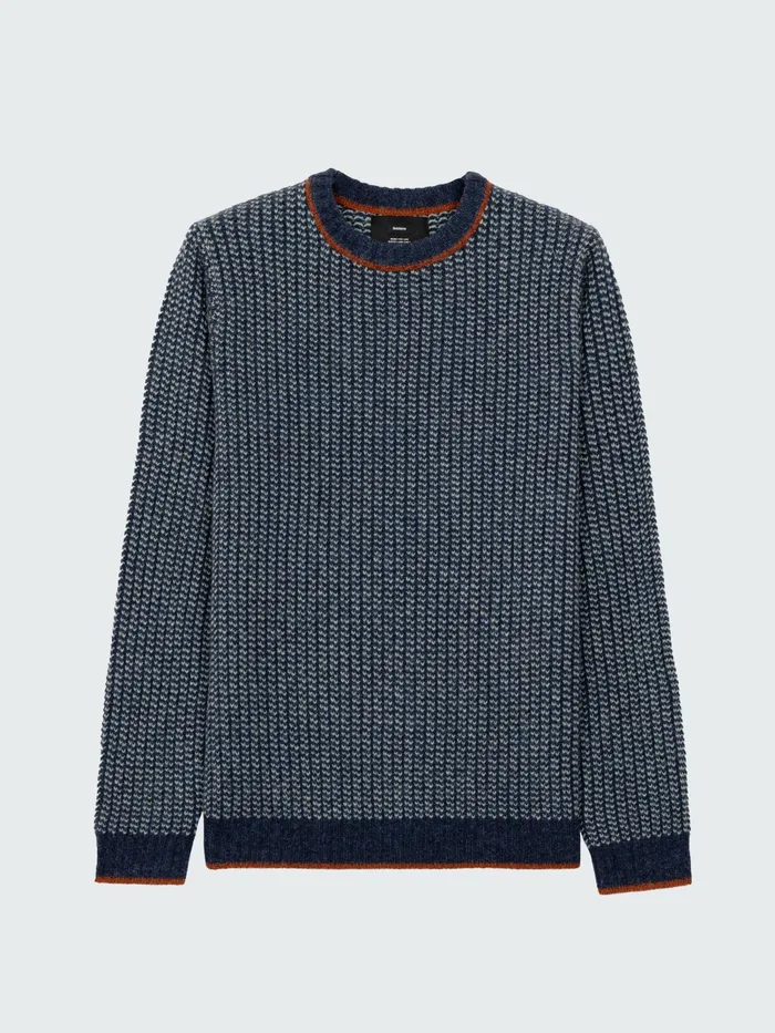 Finisterre Knitwear Men Selfost Nordic Patterned Crew Sweater Navyskydark Rosewood