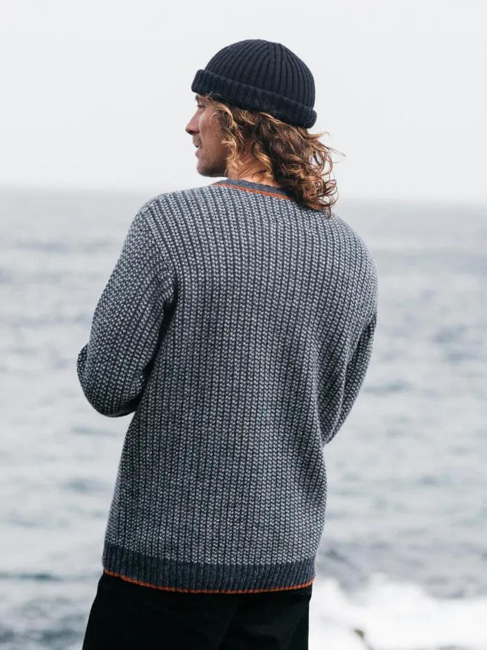 Finisterre Knitwear Men Selfost Nordic Patterned Crew Sweater Navyskydark Rosewood