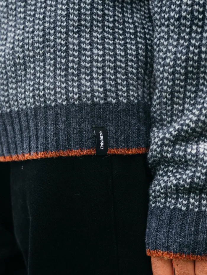 Finisterre Knitwear Men Selfost Nordic Patterned Crew Sweater Navyskydark Rosewood