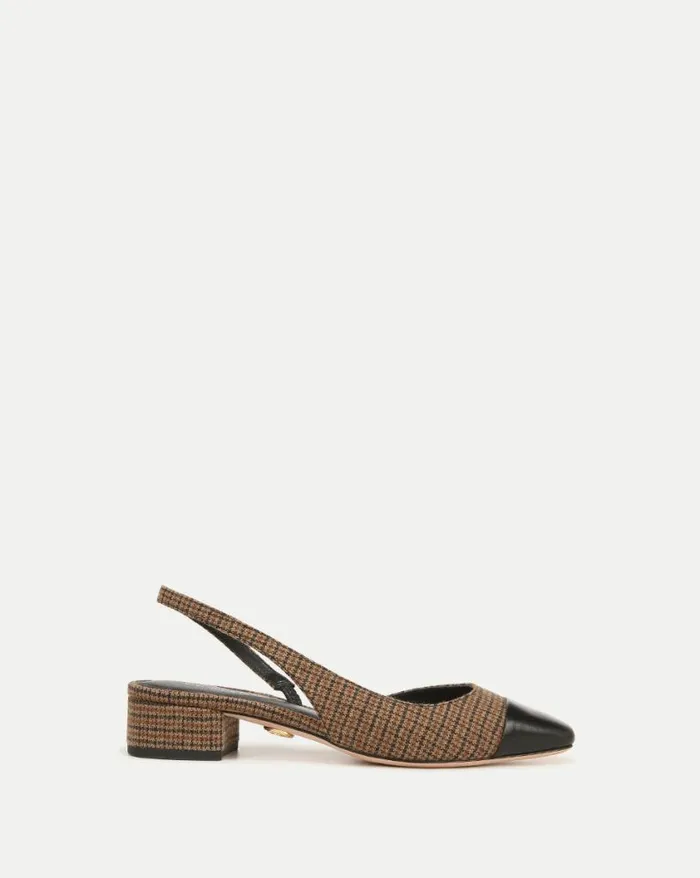 Flats and Loafers Shop Veronica Beard Cecile Plaid CapToe Slingback Caramel