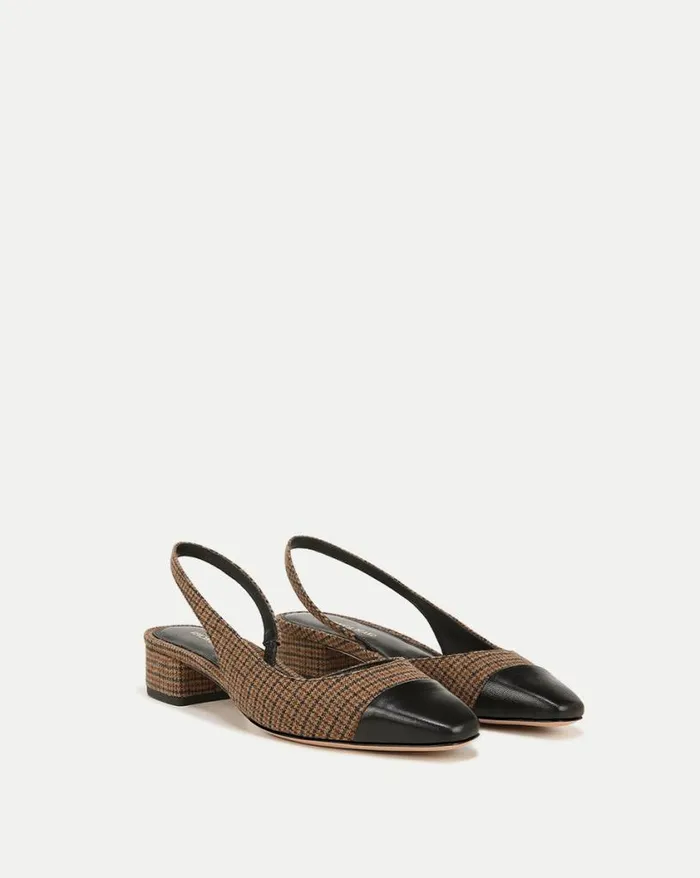 Flats and Loafers Shop Veronica Beard Cecile Plaid CapToe Slingback Caramel