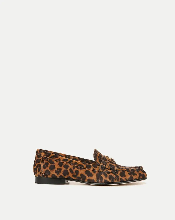 Flats and Loafers Shop Veronica Beard Penny Leopard Suede Loafer Leopard