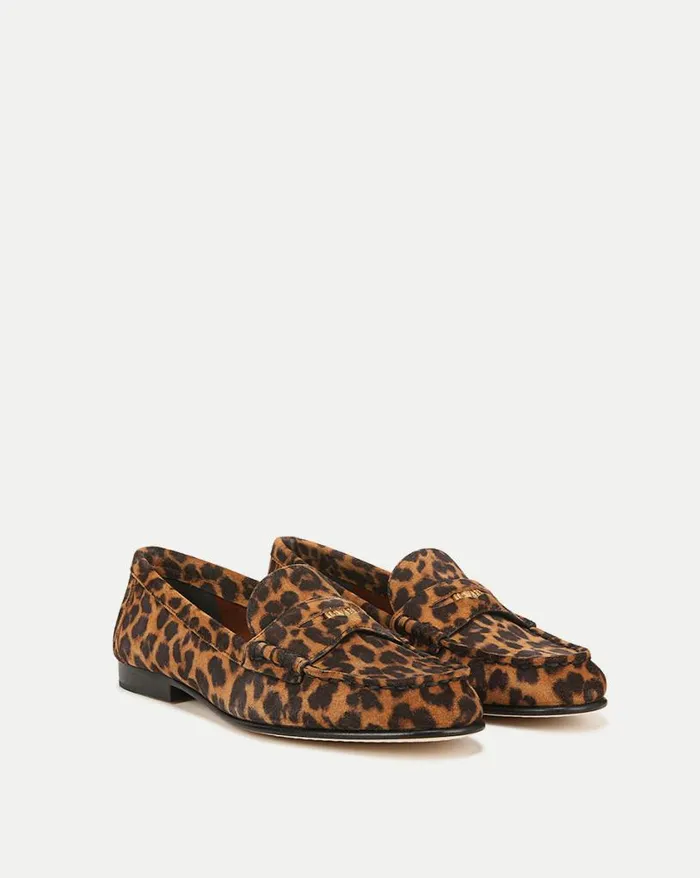Flats and Loafers Shop Veronica Beard Penny Leopard Suede Loafer Leopard