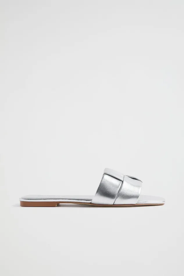 Flats Woman Seed Heritage Rachel Leather Slide Silver