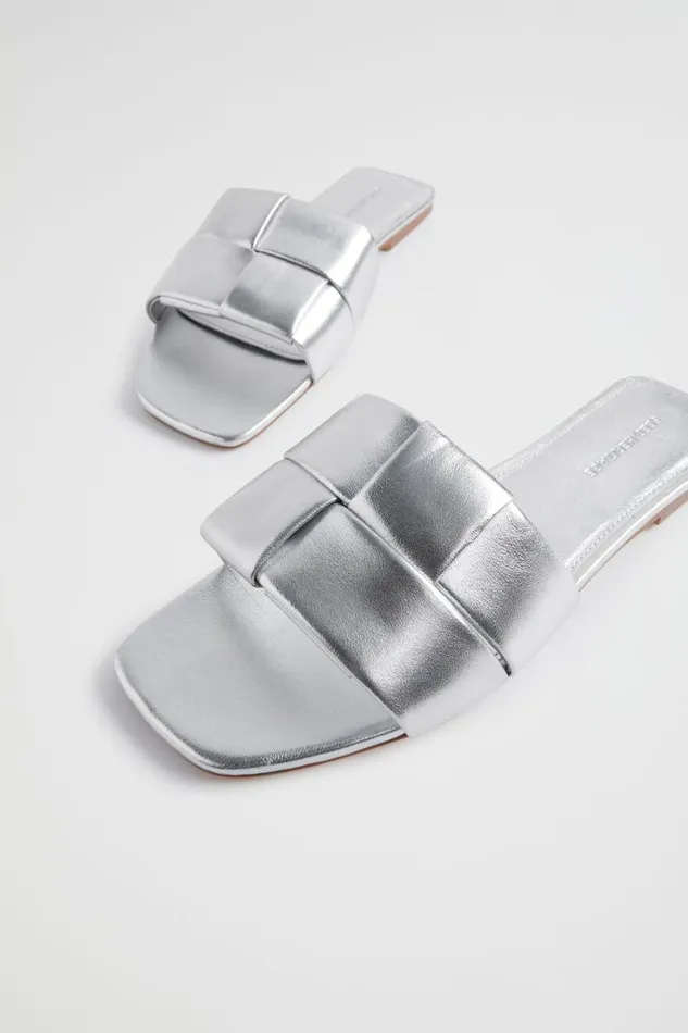 Flats Woman Seed Heritage Rachel Leather Slide Silver