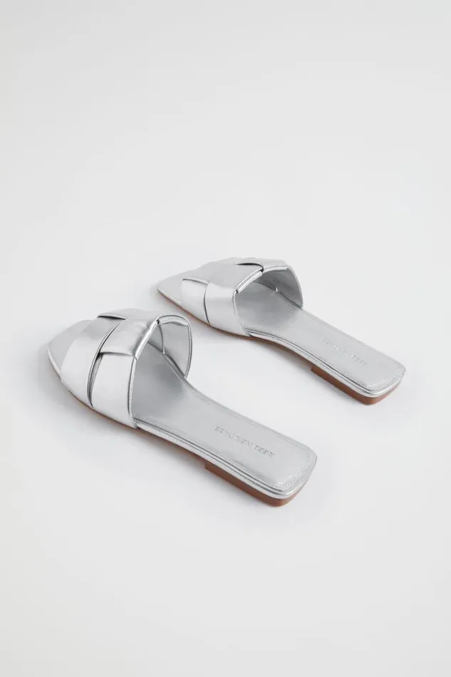 Flats Woman Seed Heritage Rachel Leather Slide Silver