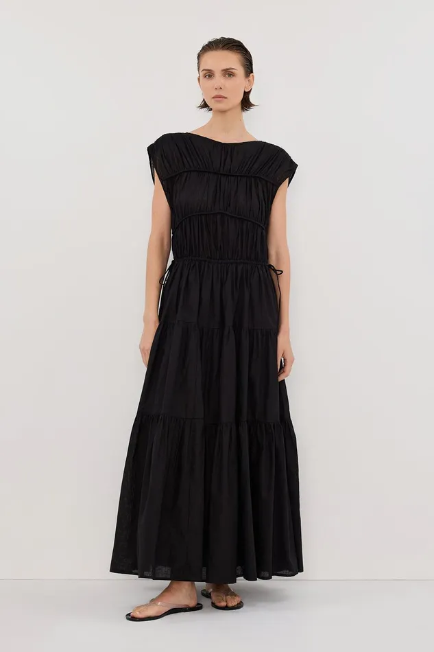 FLYNN BLACK LINEN BLEND MIDI DRESS Women DISSH Midi Dresses