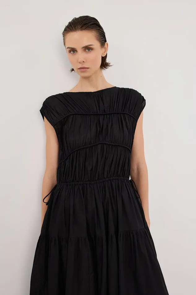 FLYNN BLACK LINEN BLEND MIDI DRESS Women DISSH Midi Dresses