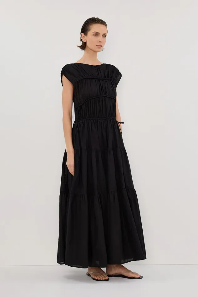 FLYNN BLACK LINEN BLEND MIDI DRESS Women DISSH Midi Dresses