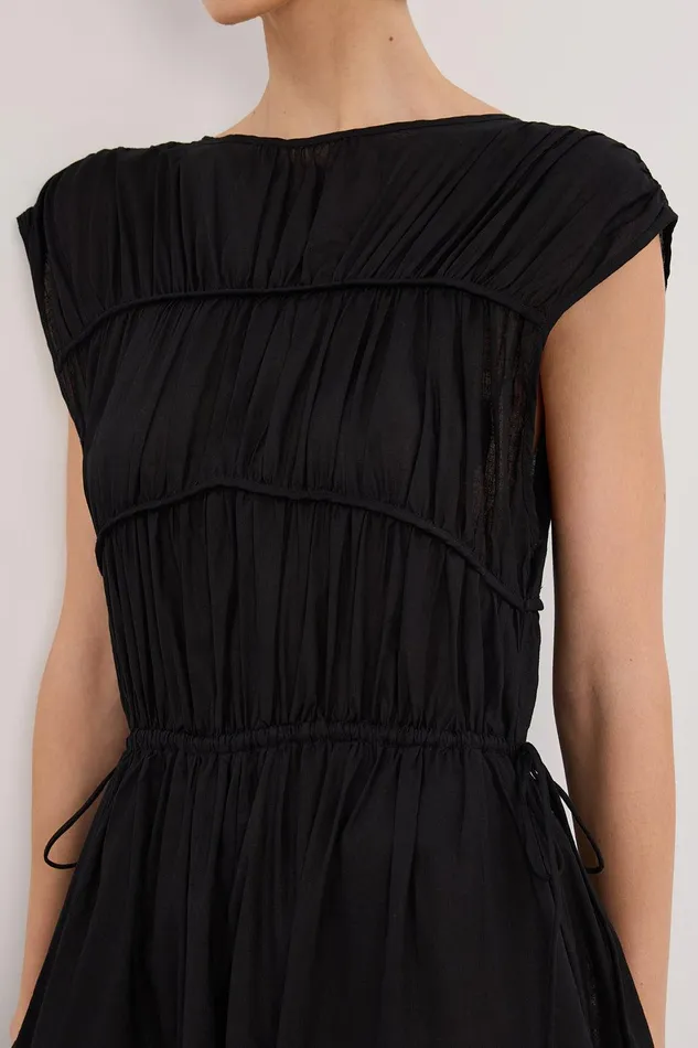 FLYNN BLACK LINEN BLEND MIDI DRESS Women DISSH Midi Dresses