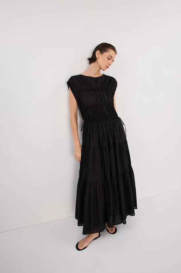 FLYNN BLACK LINEN BLEND MIDI DRESS Women DISSH Midi Dresses