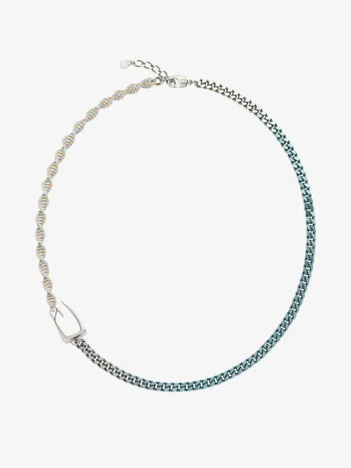 Giv Cut Necklace In Metal Enamel And Woven Cotton Sky Blue Men Givenchy Jewelry