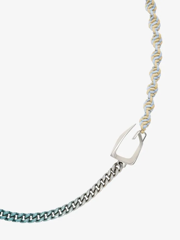 Giv Cut Necklace In Metal Enamel And Woven Cotton Sky Blue Men Givenchy Jewelry