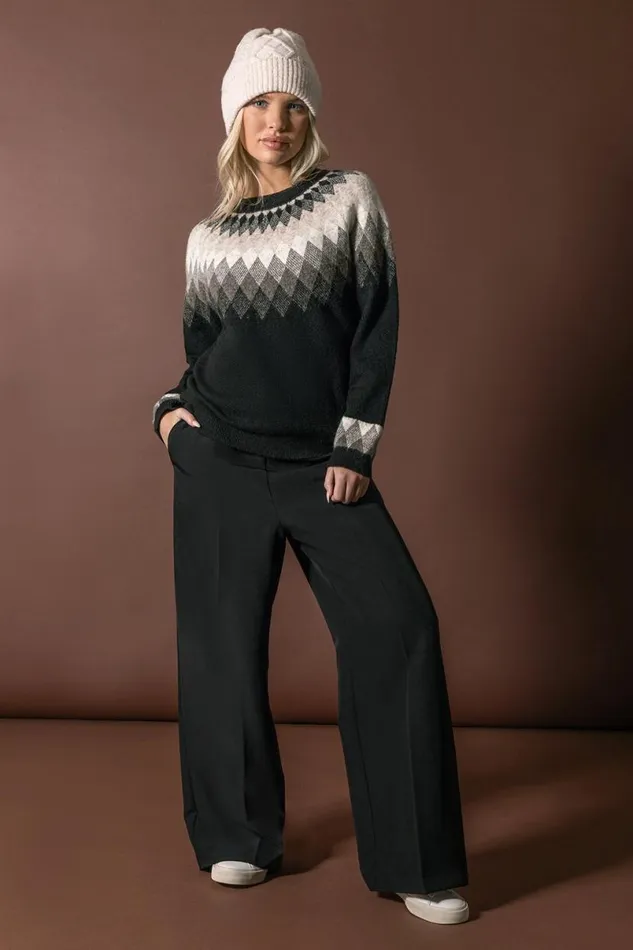 Grey Petite Diamond Print Jumper Women Roman Knitwear