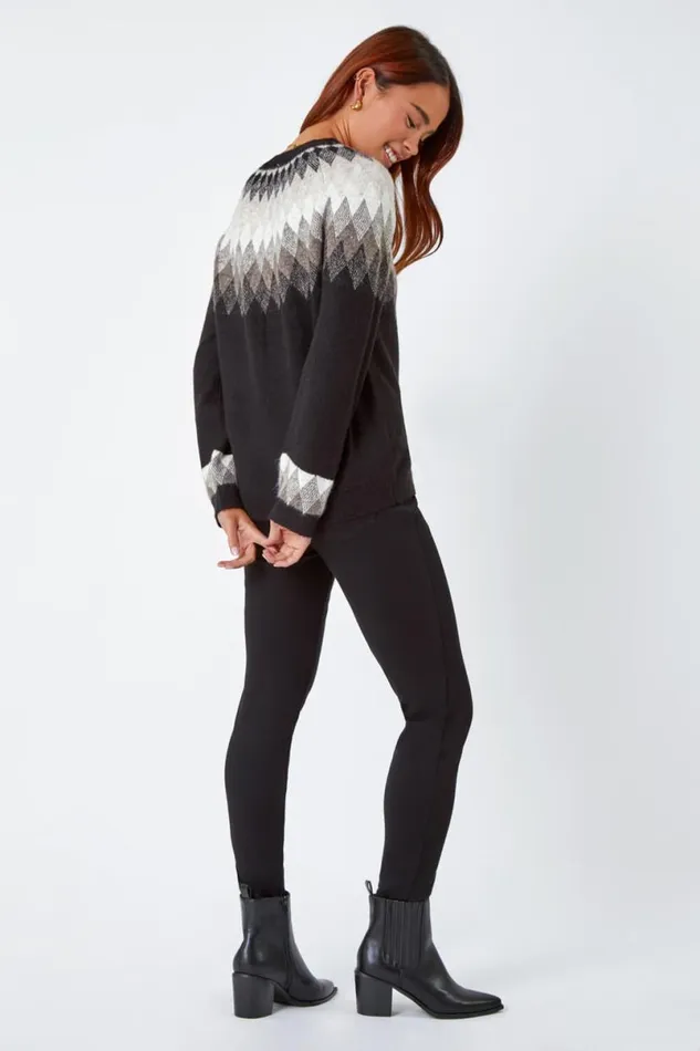 Grey Petite Diamond Print Jumper Women Roman Knitwear