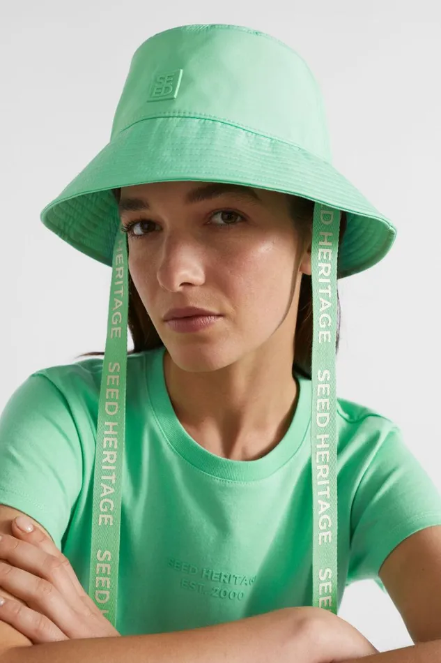 Hats and Gloves Woman Seed Heritage Monochrome Logo Bucket Hat Key Lime