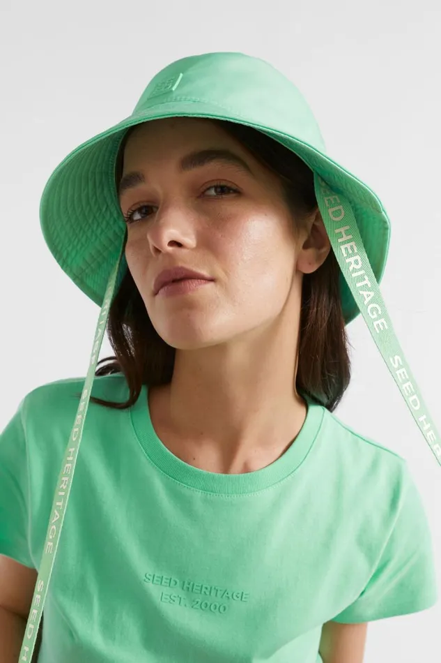 Hats and Gloves Woman Seed Heritage Monochrome Logo Bucket Hat Key Lime