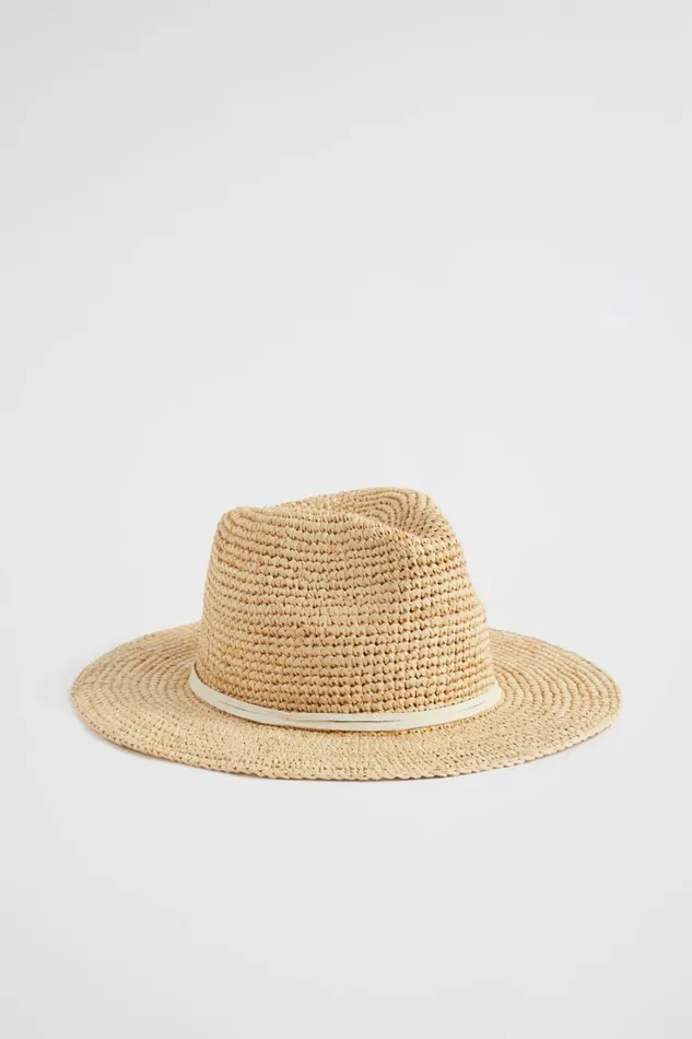 Hats and Gloves Woman Seed Heritage Raffia Fedora Stone