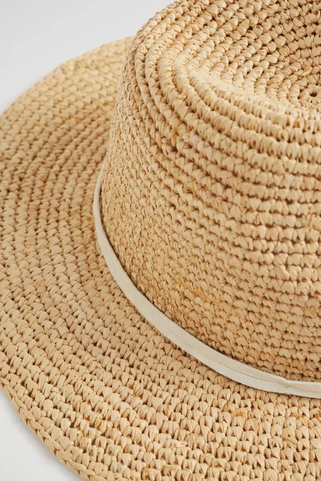 Hats and Gloves Woman Seed Heritage Raffia Fedora Stone