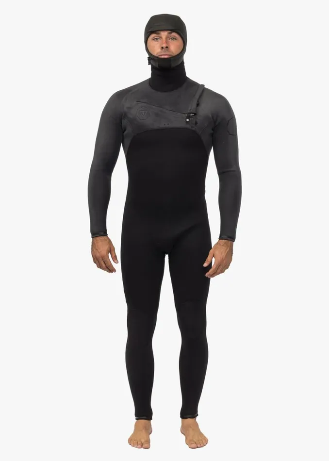 High Seas II 43 Full Hooded Chest Zip Wetsuit Charcoal Men Vissla Wetsuits