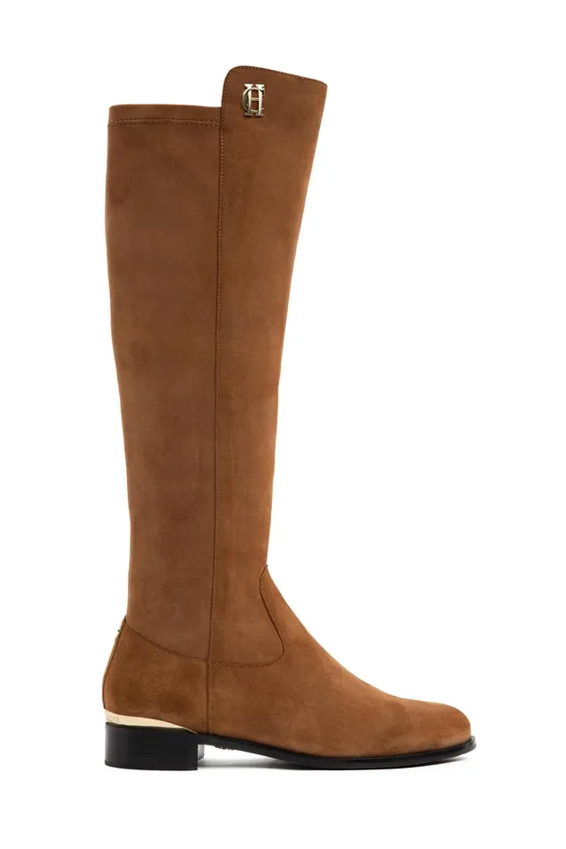 Holland Cooper Albany Knee Boot Tan Suede Women Boots