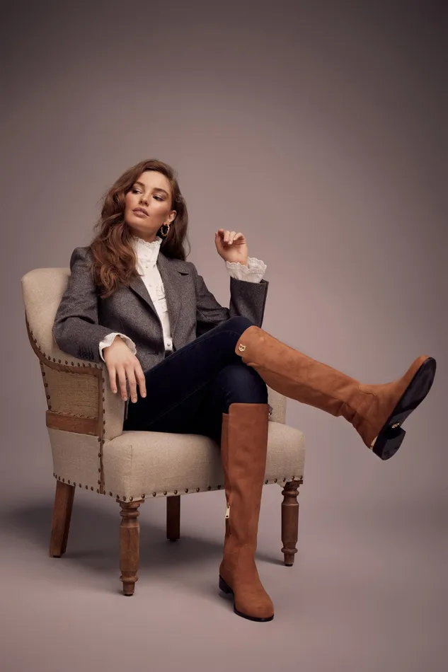 Holland Cooper Albany Knee Boot Tan Suede Women Boots Holland Cooper Albany Knee Boot Tan Suede Women Boots