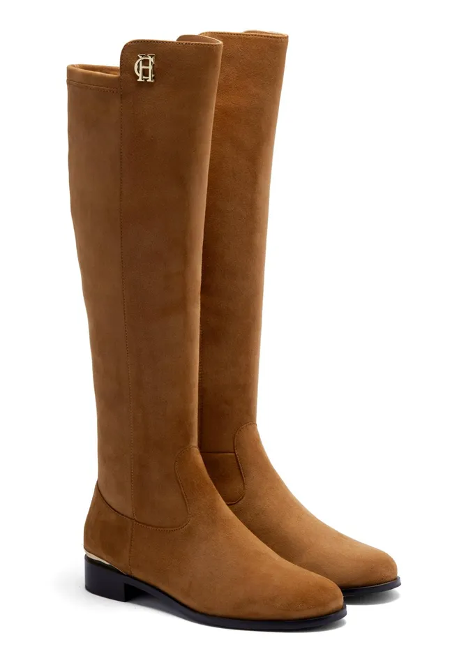 Holland Cooper Albany Knee Boot Tan Suede Women Boots Holland Cooper Albany Knee Boot Tan Suede Women Boots