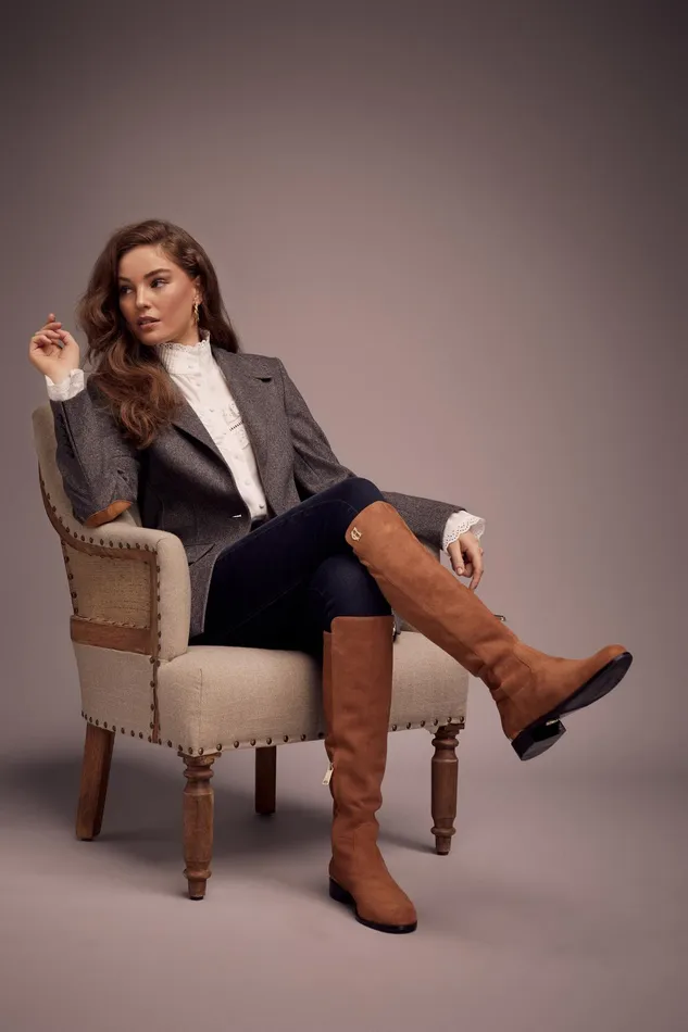 Holland Cooper Albany Knee Boot Tan Suede Women Boots Holland Cooper Albany Knee Boot Tan Suede Women Boots