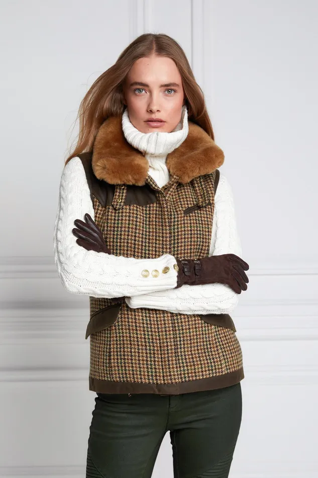 Holland Cooper Aviator Gilet Hailes Green Tweed Women Tailoring