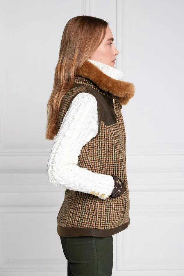 Holland Cooper Aviator Gilet Hailes Green Tweed Women Tailoring