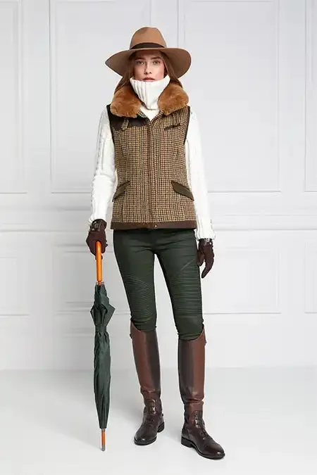 Holland Cooper Aviator Gilet Hailes Green Tweed Women Tailoring