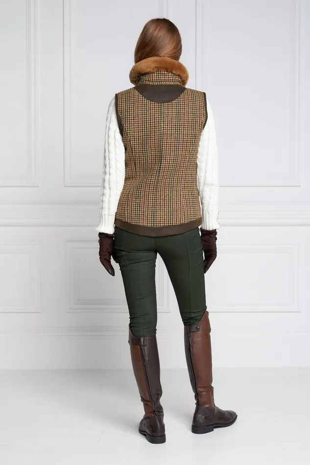 Holland Cooper Aviator Gilet Hailes Green Tweed Women Tailoring