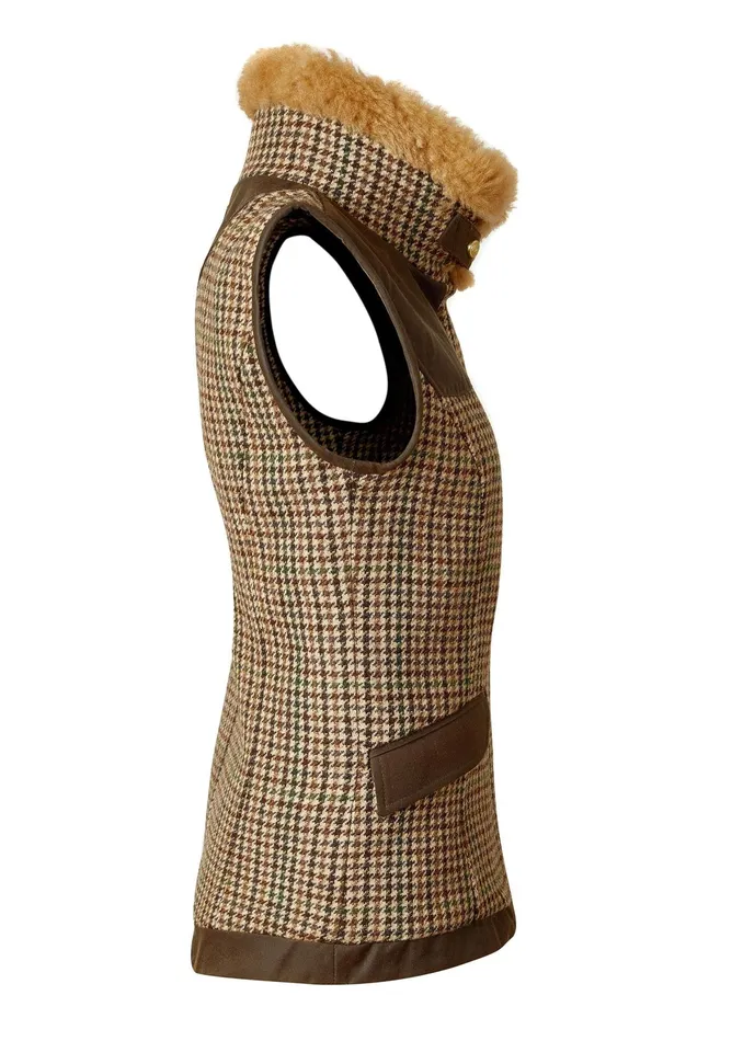 Holland Cooper Aviator Gilet Hailes Green Tweed Women Tailoring