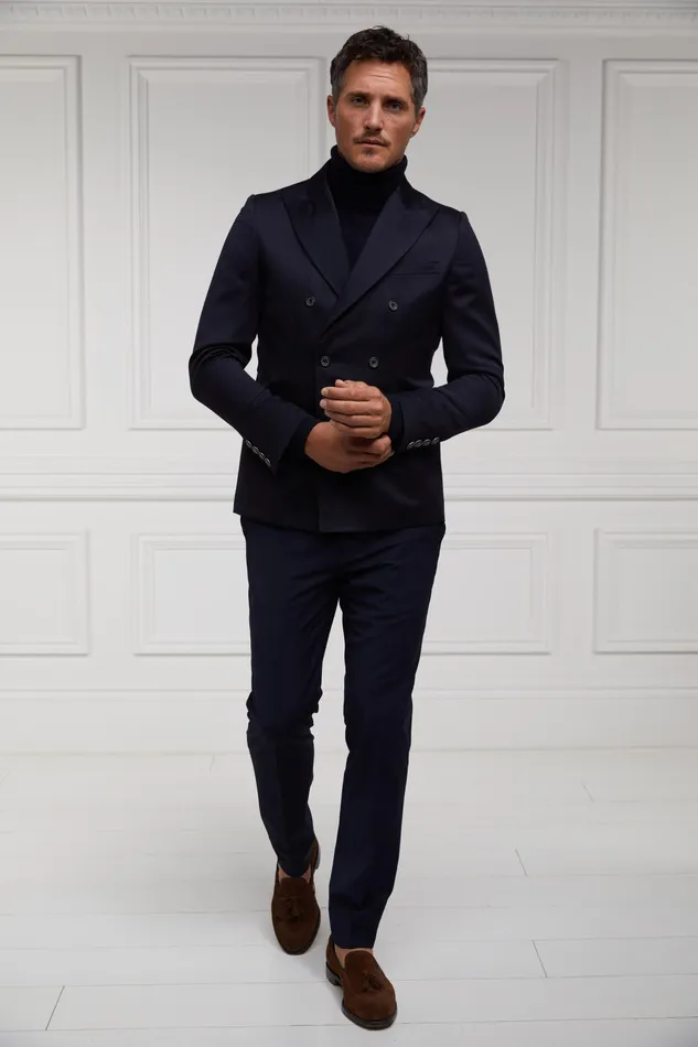 Holland Cooper Byron Roll Neck Knit Navy Men Knitwear