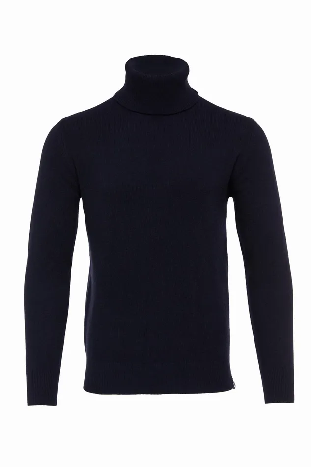 Holland Cooper Byron Roll Neck Knit Navy Men Knitwear