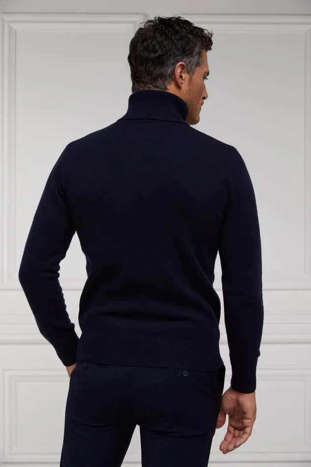 Holland Cooper Byron Roll Neck Knit Navy Men Knitwear