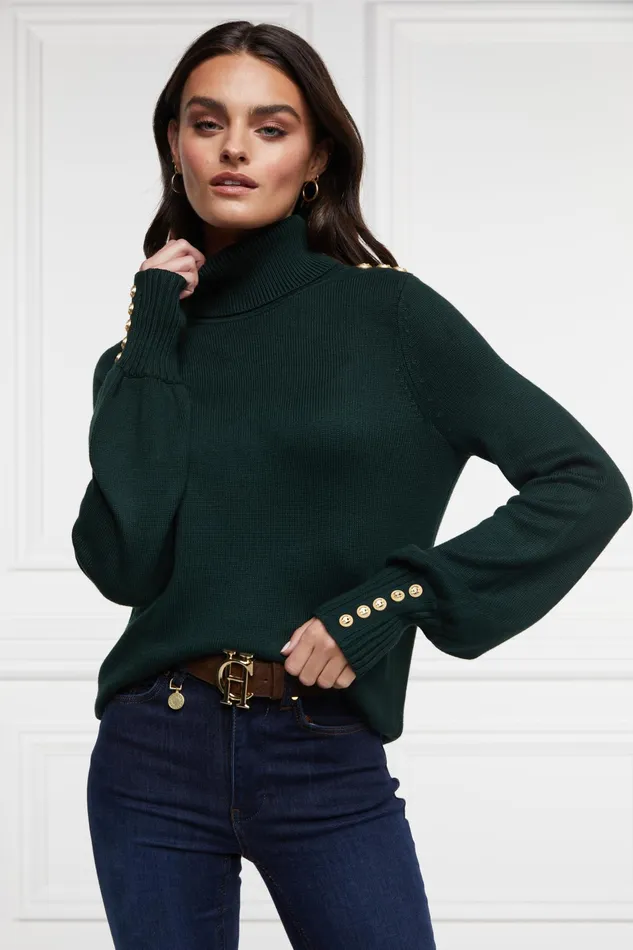 Holland Cooper Chamonix Roll Neck Knit Emerald Women Knitwear